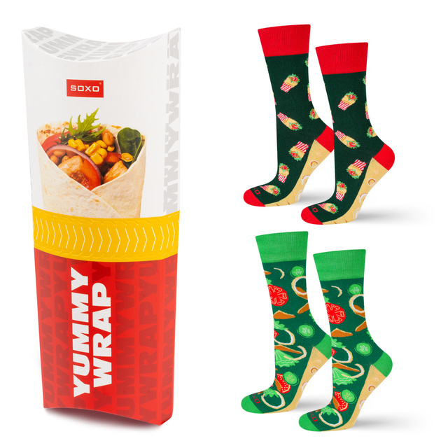 Set of 2x Colorful SOXO men's socks | kebab in a box | funny gift for a man | colors