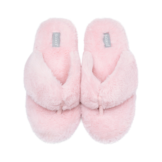 Women's slippers SOXO fur with a hard TPR sole