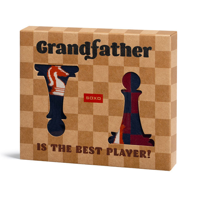 Men's Socks SOXO Chess for Grandpa - 2 Pairs