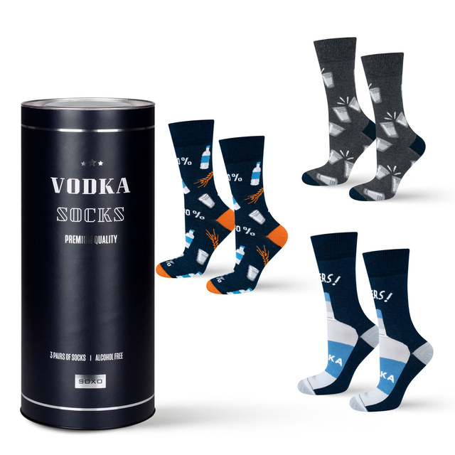 Set of 3x Colorful men's socks SOXO GOOD STUFF Vodka for a gift