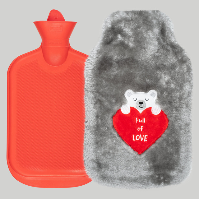 Gray hot water bottle SOXO full of love heater