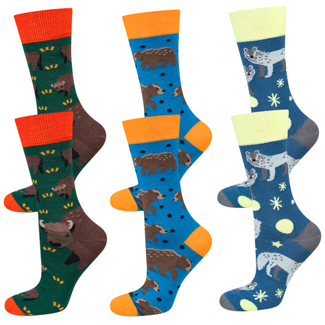 Set of 3x Men's colorful socks SOXO nature polish 