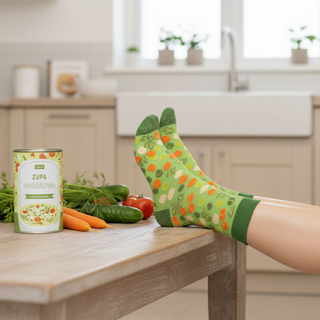 Colorful men's socks SOXO GOOD STUFF merry canned sour cucumber soup + polish recipe