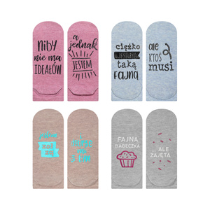 Set of 4x Colorful Women's Socks with inscriptions SOXO