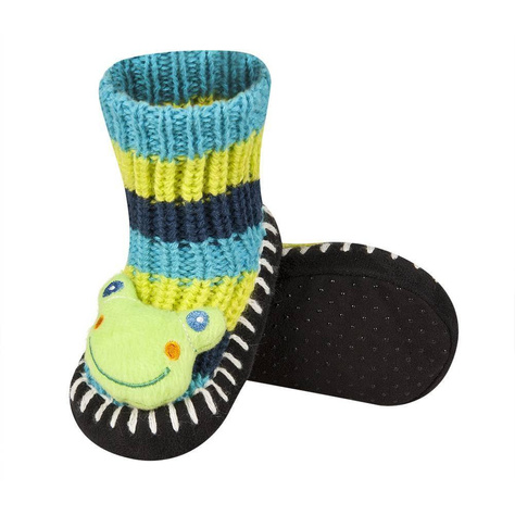 Bunte Babyhauschuhe SOXO mit Frosch