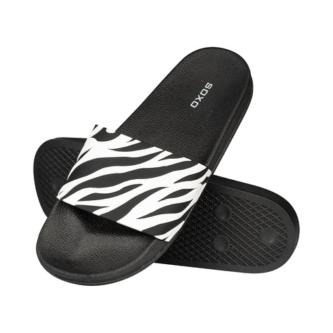 Damen Herren Strand Latschen SOXO Zebra | Perfekt für einen Strandurlaub und ein Schwimmbad | Gummi