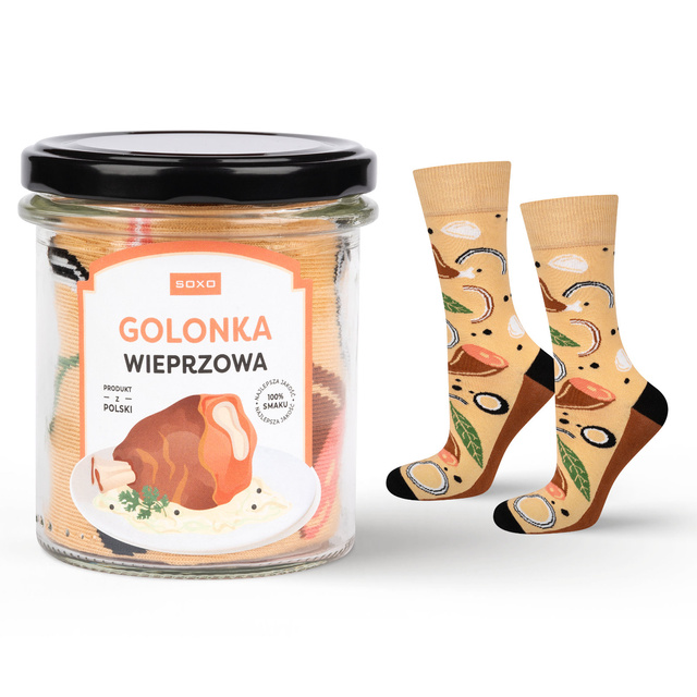 Bunte SOXO GOOD STUFF Herrensocken mit lustigem Baumwollhonig im Glas