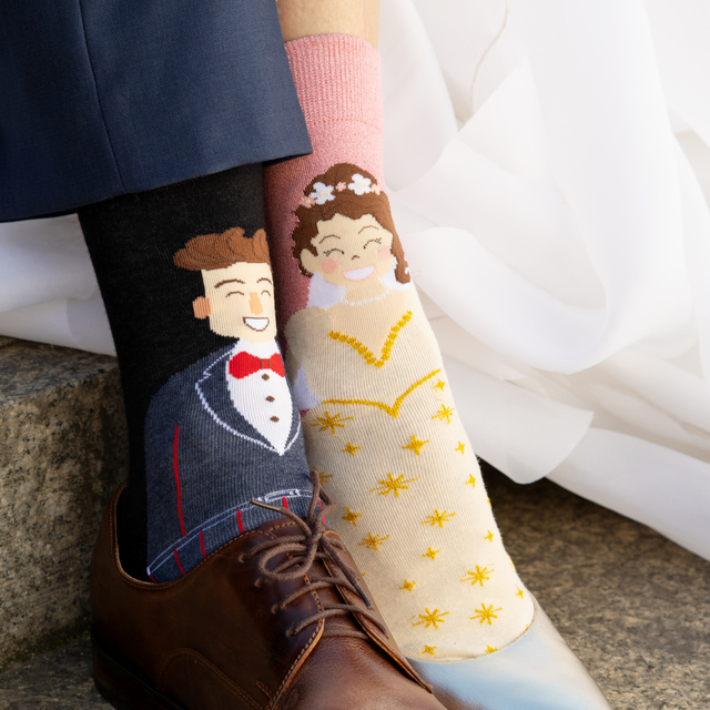 Set mit 2x Damen- und Herrensocken Ehemann und Ehefrau in Verpackung