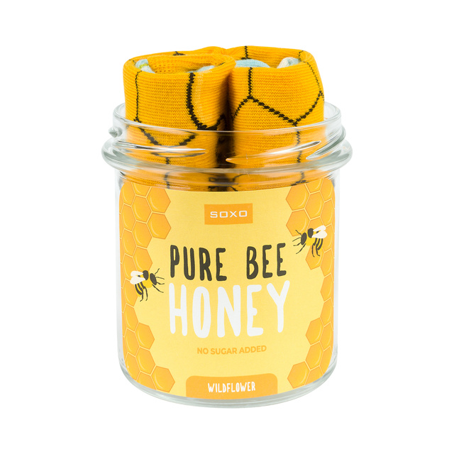 Women's Socks colorful SOXO GOOD STUFF funny pure bee honey in a jar with a gift for her