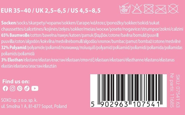 Frauensocken Soxo Apfelkuchen