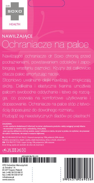 Nawilżające ochraniacze na palce DR SOXO