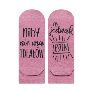 Pink SOXO women's socks with Polish inscriptions funny gift