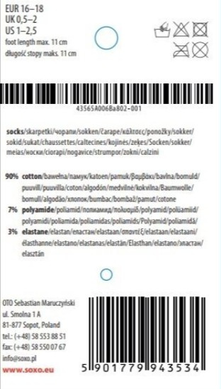 Skarpetki niemowlęce SOXO bawełniane