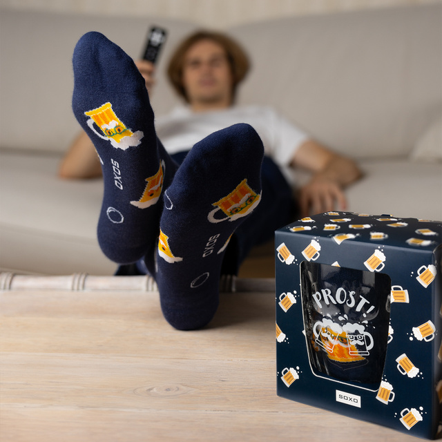 Zestaw 2x Męskie Skarpetki SOXO | Marijuana w słoiku | Piwo Pale lager w puszce