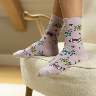 Pink SOXO women's socks with Polish inscriptions funny gift
