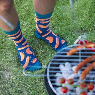 Men's colorful SOXO GOOD STUFF Chicken sausages socks in a jar funny cotton