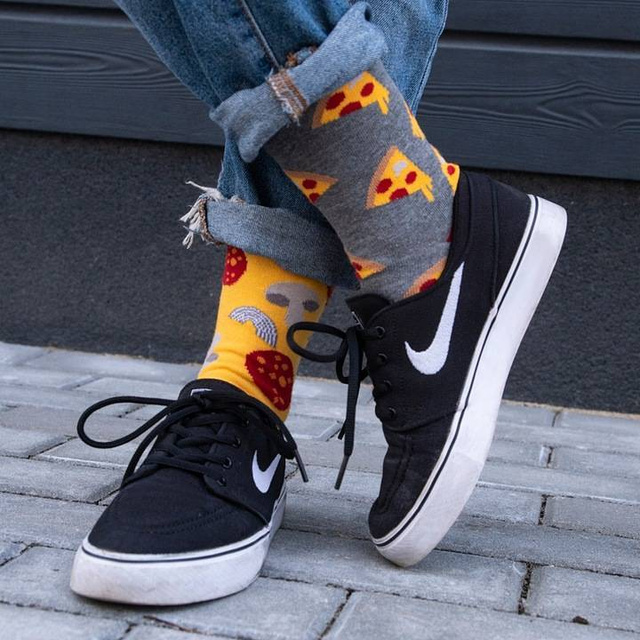 Buntes Set 5x Damen Socken SOXO nicht übereinstimmende Geschenk Pizza