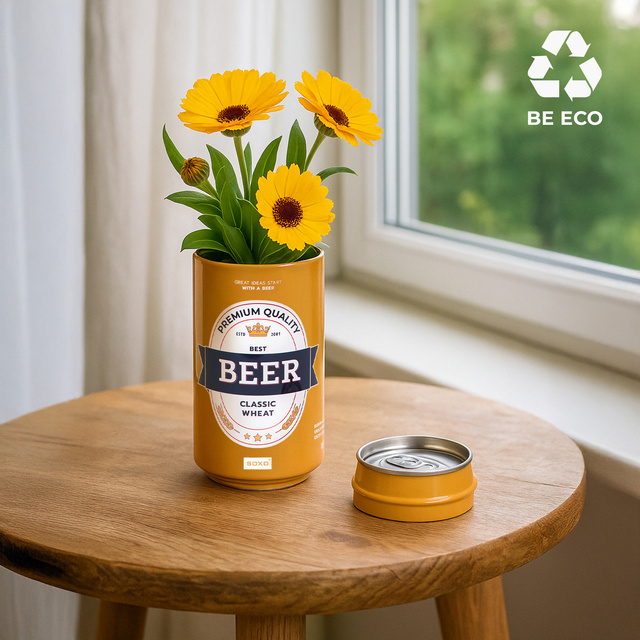 Men's colorful SOXO GOOD STUFF socks funny classic wheat beer roasted in a can with polish inscriptions