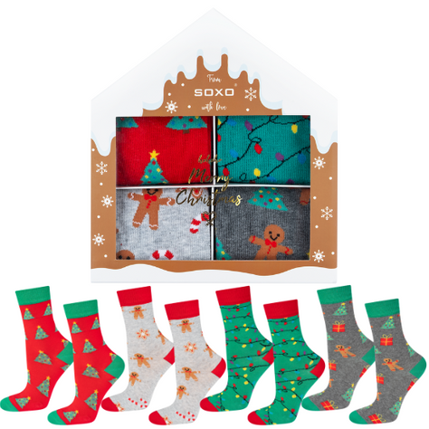 Set 4x SOXO GOOD STUFF Damensocken Weihnachtsgeschenk