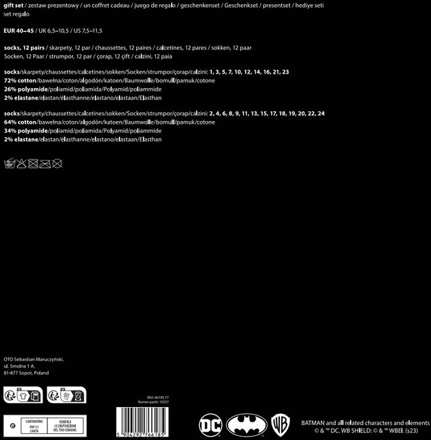 Kalendarz Adwentowy ze Skarpetkami Batman 12-pak