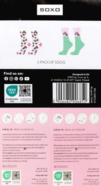 Women's socks SOXO mushrooms - 2 pairs