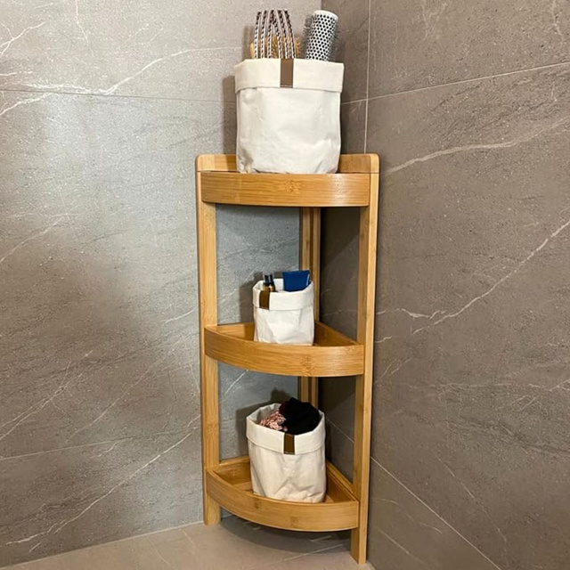 Set of 3x Momo Way bathroom basket beige 10/13/16 cm