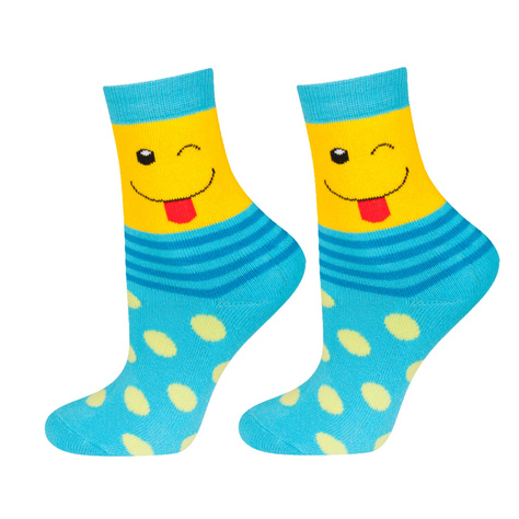 Kindersocken SOXO glückliche Gesichter warm Frottee