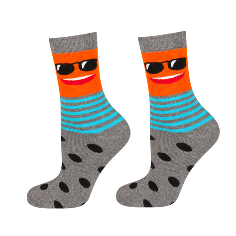 Kindersocken SOXO glückliche Gesichter warm Frottee