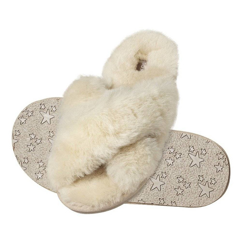 Women's slippers SOXO sheepskin slippers beige