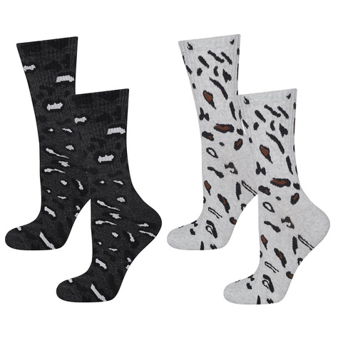 Set mit 2x Bunte Damensocken SOXO klassisch Leopardenmuster