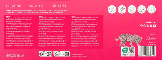 SOXO Women's Pink Leopard Socks in Packaging - 3 Pairs