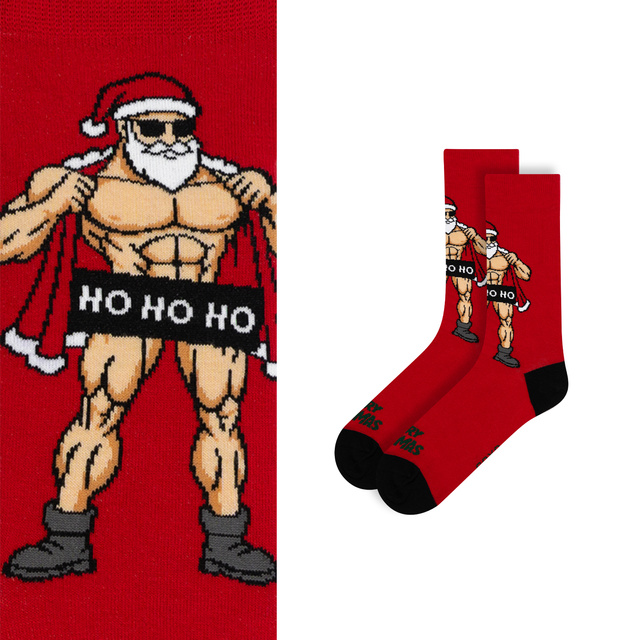 Frecher Bodybuilder-Weihnachtsmann Socken