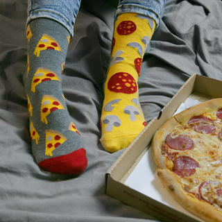 Set of 3x Colorful SOXO women's socks mismatched Pizza gift