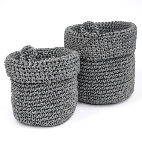 Set of 2x Momo Way bathroom basket grey 