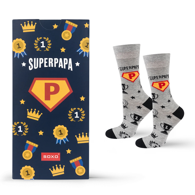 Skarpetki SOXO Superpapa w pudełku