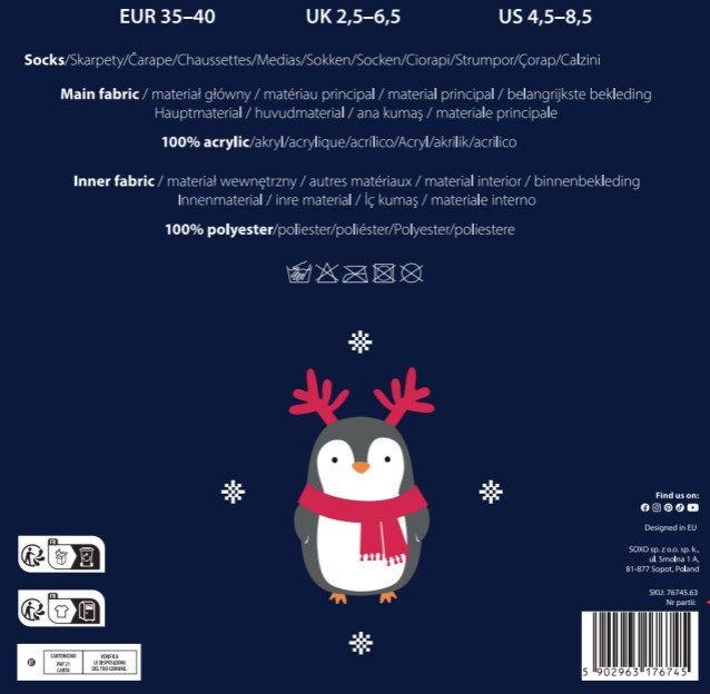 1 Paar von lustige Socken mit Weihnachtspinguin | Damensocken | SOXO