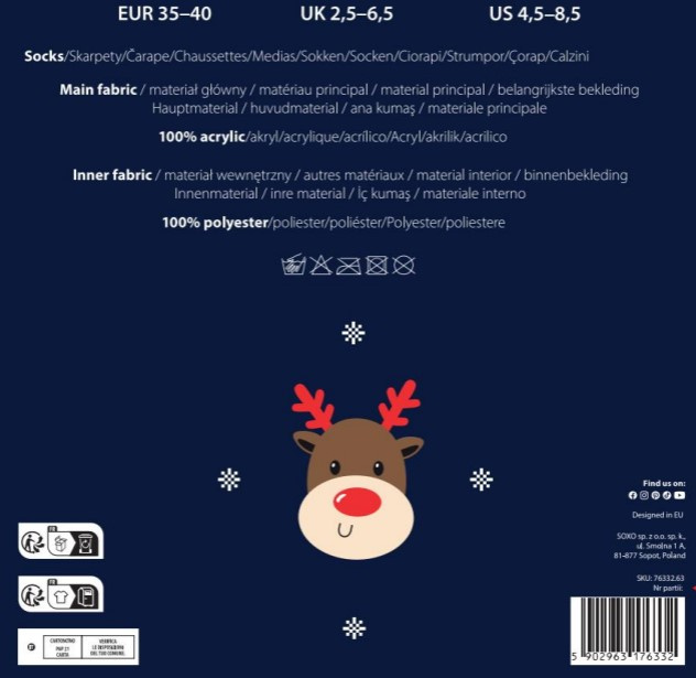 SOXO women's reindeer socks