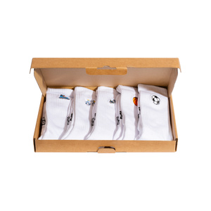 Set of 5x Men's white SOXO socks with embroidery for a gift