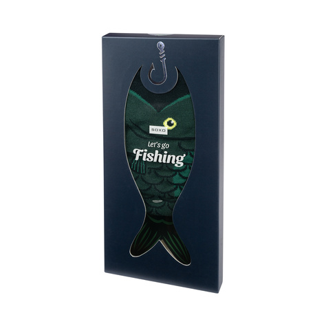 Herren  Bunte Socken SOXO Let's go fishing in einer Schachtel