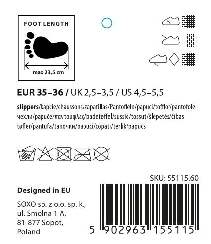 SOXO Damenpantoffeln aus Graphit in Geschenkbox mit Aufklebern