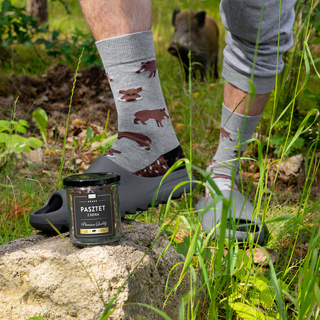 Men's colorful socks SOXO Wild boar pate in a jar