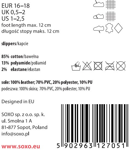 OUTLET Kapcie niemowlęce szare SOXO