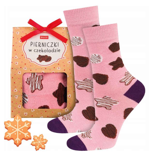 Women's SOXO GOOD STUFF socks gingerbread in frosting