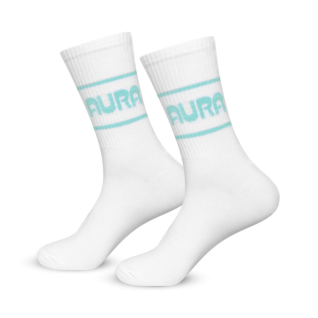 Men's ribbed white socks AURA