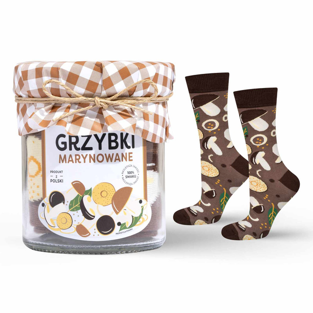 Lustige SOXO Herrensocken | Damensocken | in einem Glas marinierte Pilze | Baumwolle | ein Geschenk für ihn | unisex