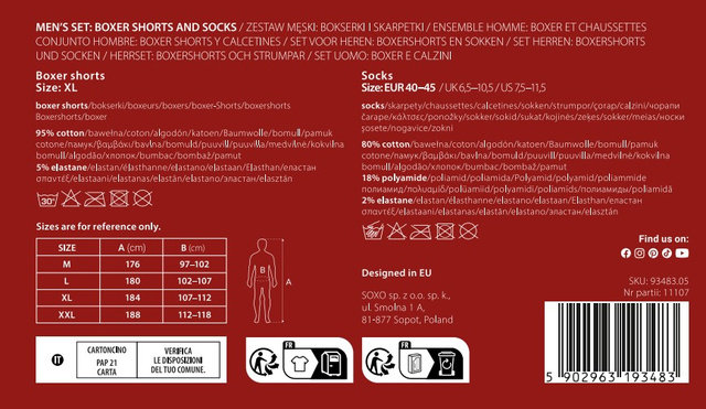 Set mit 1x lustigen Herrensocken + 1x Boxershorts für Valentinstag in einzigartiger Verpackung | SOXO