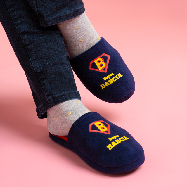 Super Grandma Slippers + Keychain Gift Set