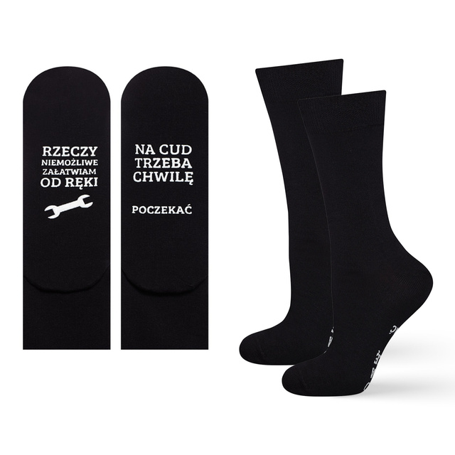 Men's long black SOXO socks