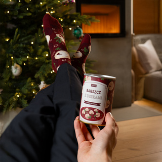 Men's colorful SOXO GOOD STUFF socks borscht with canned 