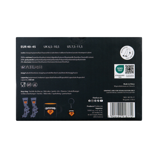 Set of men's socks Super Papa in a cup with a keychain